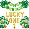 Geloar St. Patrick's Day Lucky One First Birthday Decorations for Boys Girls Saint Paddy's Day Theme Irish 1st Bday Four Leaf Clover Shamrock Foil Balloons Baby Shower March Birthday Party Supplies