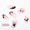 Aksod Ghost Press on Nails Short Glossy Virus Fake Nails Almond Cartoon Designed False Nails Tips Full Cover Cute Halloween Easter Festival Artificial Nails Sets for Women and Gilrs 24Pcs (Style G)