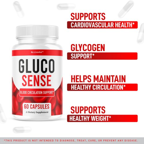 (2 Pack) GlucoSense – Official GlucoSense Capsules, Glucosense Pills Support Advanced Blood Formula Supplement, All Natural Premium Health & Wellness - Maximum Strength, 120 Capsules for 2 Months