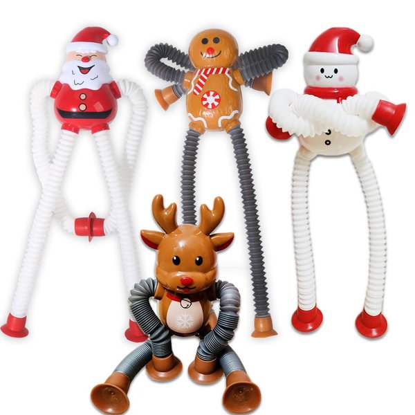 4Pcs Christmas Sensory Tubes Autism Fidget Toys, Christmas Stocking Stuffers for Toddlers Kids Boys Girls, ADHD Travel Toys Suction Toys for Classroom Prizes, Birthday Gift for Kis Year Old Age 3-12