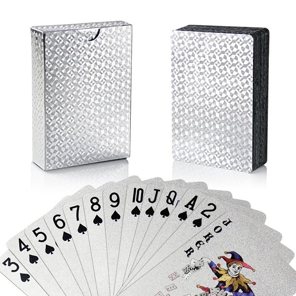 Joyoldelf Silver Foil Poker Playing Cards, Waterproof Deck Poker Card with Gift Box, Perfect for Party and Game