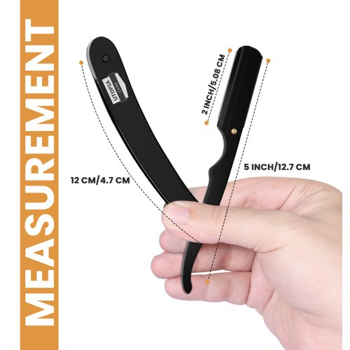 Utopia Care Professional Barber Straight Edge Razor Safety with 100-Pack Derby Blades - 100 Percent Stainless Steel (Black)