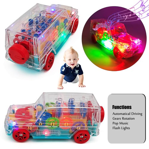 Tipmant Electric Car Toy Electronic Off Road Vehicle Auto Driving, Transparent Gears, Music, Lights, Baby Toddler Kids Birthday Gifts