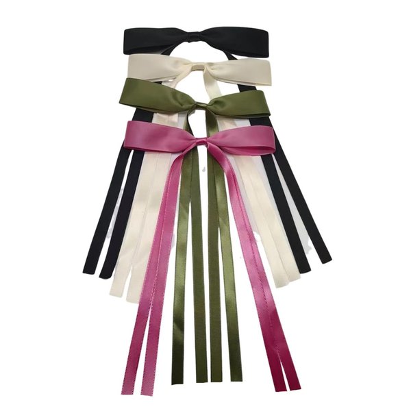4- Ribbon hair accessories, sweet bow hair clips, ribbon hair clips, spring clips, girl's back spoon top clip, ponytail clip hair clip headgear