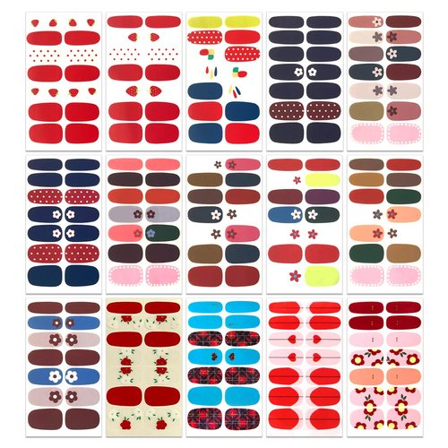 XEAOHESY 30 Sheets Colorful Nail Polish Strips Stickers Self-Adhesive Full Nail Wraps Decals Manicure Kit with Nail File for Women Girls Nail Art (Flower Series)