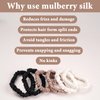 QIYUE 100% Mulberry Silk Scrunchies for Hair,Hair Ties Ropes Ponytail Holder for Women Girls Hair Accessories Decorations，22 Momme Hair Elastics Bands (Black,Light Gold,Ivory)