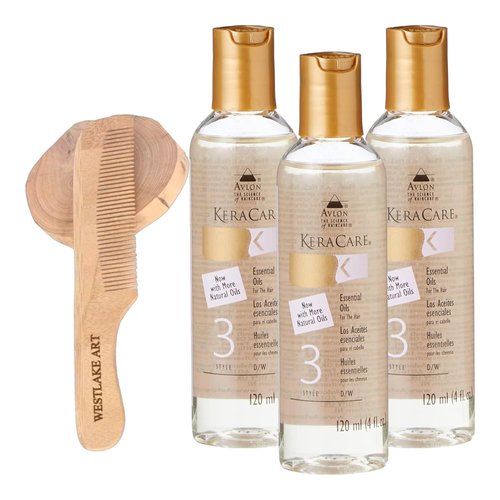 Westlake art Essential Oil For Hair, Nourishing Blend For Dry Or Brittle Hair Treatment, Bundle With Wooden Comb, Promotes Healthy Scalp, Enhances Shine, Protects From Damage [Pack Of 3]