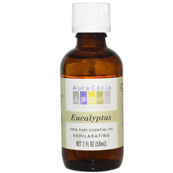Aura Cacia 100% Pure Eucalyptus Essential Oil | GC/MS Tested for Purity | 60 ml (2 fl. oz.) | Eucalyptus globulus
