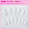 AddFavor Oval Press on Nails Short Fake Nails, 240pcs White Nails Press on Almond False Nail Full Cover Acrylic Nail for Women and Girls