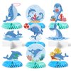 HoiSumma 9 Pcs Dolphin Party Decorations Honeycomb Centerpieces Blue Under the Sea Ocean Animal Coral Themed 3D Table Toppers Decor Cute Underwater Party Supplies for Kids Birthday Baby Shower