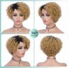 Quantum Love Human Hair Wigs for Black Women Short Curly Human Hair Side Part Wig Pixie Cut Brazilian Remy Human Hair Deep Curly None Lace Front Ombre Blonde Wigs