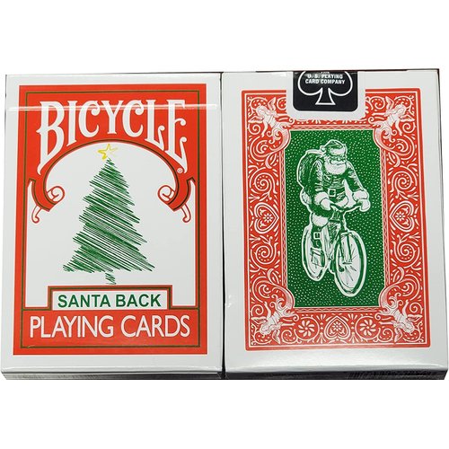 Lot 2 Bicycle Playing Cards Santa Back Decks Red and Green