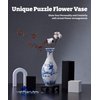 Pintoo 3D Puzzle Vase Unique Flower Vase Made by 160 Curved Plastic Puzzle Pieces House Warming Gift for Flower Arrangements and Home Decoration - [S1025] (Translucent, Magpies on Plum Tree)