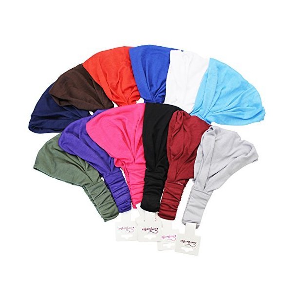 CoverYourHair Wide Headbands for Women - Cotton Thick Headbands for Women - (12 Pack Wide Headbands)