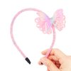 XIELIME Glitter Butterfly Headbands for Girls Women, Pink Sequin Butterfly Shaped Hair Hoop Cute Sparkly Hairband Elastic Butterfly Hair Accessories for Kids Teen Girls Women Party Favors, 1PCS