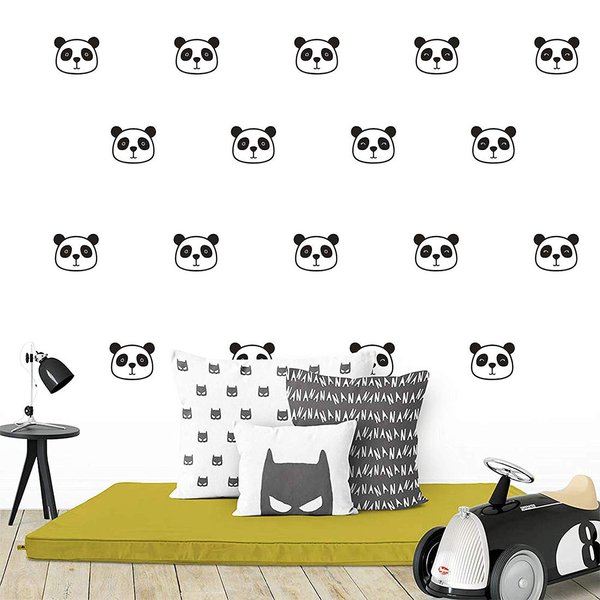 54pcs Cute Panda Wall Decals Removable Vinyl Wall Stickers for Nursery Room Baby Kids Boys Girls Bedroom Wall Decoration