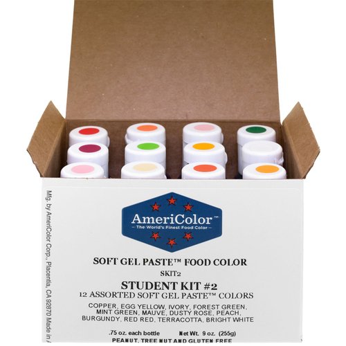Food Coloring AmeriColor Student - Kit 2 12 .75 Ounce Bottles Soft Gel Paste Colors