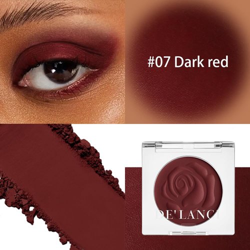 DE'LANCI Dark Red Eyeshadow Matte, Single Crimson Red Eyeshadow Palette + Applicator, Intense Blendable Burgunry Shade Red Eye Makeup, for Halloween Bruise Makeup Vampire Zombie Goth SFX Body Paint 07
