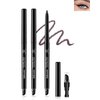 Dark Brown Waterproof Eyeliner Gel Pencil- 2Pcs Smudge Proof Long Lasting 24H Retractable Eyeliner Pen, Matte Cream Eyeliner Waterline, Smoky Makeup Eye Liner Pencils, Built-In Sharpener & Smudger-02