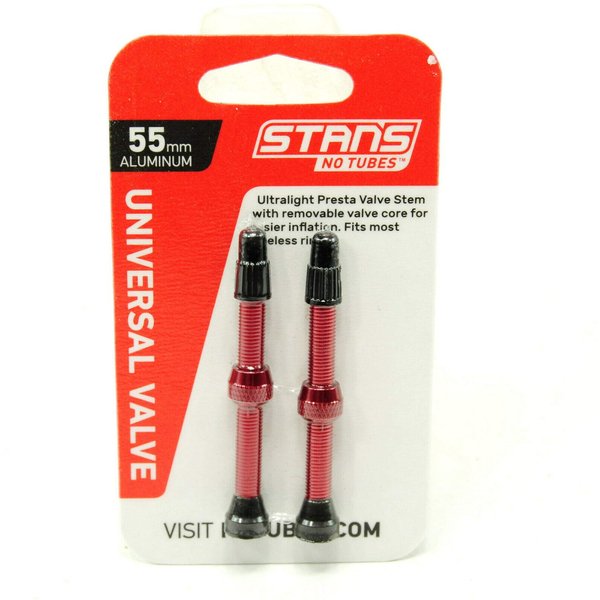 STAN'S NOTUBES Valve STEM Pair AL Presta 2.2 inches (55 mm) RED