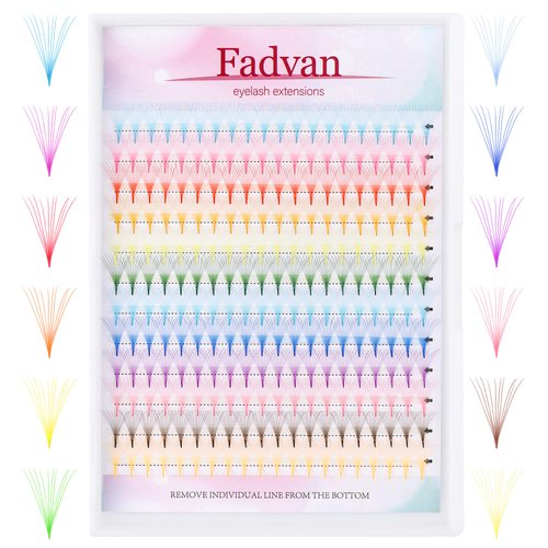 Colored Lash Extensions 240PCS 12 Color Premade Fans Eyelash Extensions 10D 15mm Color Lashes Extension 0.07 D Curl Professional Soft and Light Weight Colored Individual Lashes (12 Color-0.07D, 15mm）