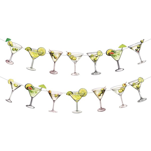 2pcs Martini Party Banner, Pre-Strung Martini Party Decorations Diverse Style Martini Glass Banner Espresso Martini Garland for Birthday Bachelor Wedding Engagement Shower Party Supplies