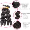 Human Hair Bundles Loose Wave 4 Bundles (14 16 18 20 Inch) 12A Grade Brazilian Virgin 100% Unprocessed Human Hair Loose Wavy Bundles Natural Black Weave Human Hair Extensions