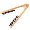 Hair Straightener Clamp Brush, Double Sided Straightening Comb Wooden Anti Static V Shape Styling Boar Bristles Detangler Tool