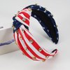 Lonext Independence Day Knotted Headband for Women Sparkly Rhinestone Embellished Hairbands Twist Turban Headband Elastic Wide Hair Hoop for Girls (American Flag Colors)