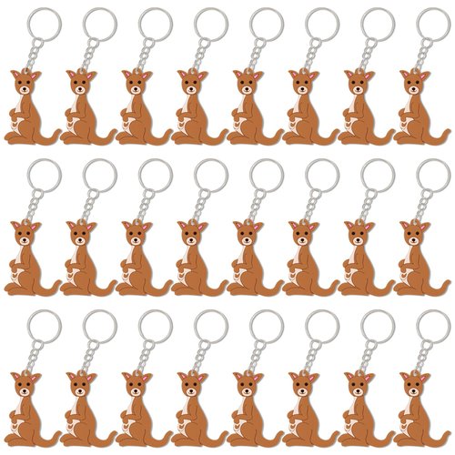 CiciBear 24 Pack Keychains Party Favors for Kangaroo Birthday Baby Shower Woodland Animals Party, Goodie Bag Stuffer, Kids Birthday, Carnival Rewards