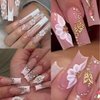 Flower Nail Art Stickers Decals, White Flower Petal Nail Stickers for Nail Art, 5D Embossed Floral Butterfly Design Nail Decals Flower Nails Adhesive Slider for Summer Nail Art Decorations Supplies