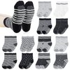Baby Boy Socks, 12 Pairs Non Slip Toddler Socks Cotton Grip Socks Toddler Socks with Grippers for Baby Boy Infant