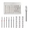 10 Piece Nail Drill Bits Set- 10 Pcs Mini Sanding Bands for Nail Drill with 3.1mm Mandrel Bit Includes 6 Cuticle Bit (3/32 Inch), Professional Rotary Burrs Diamond Cuticle Remover Bits