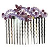 Faship Gorgeous Purple Rhinestone Crystal Floral Hair Comb