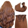 Clip in Hair Extensions Auburn Straight Thick 20 Inch Human Hair Clip in Extensions Invisible Natural Soft Fine Auburn Brown Clip in Real Hair Extensions 70g 7pcs