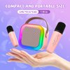 Mini Karaoke Machine for Kids Girls,Toys Birthday Gifts for Ages 4 5 6 7 8+ Year Old,Protable Bluetooth Speaker with 2 Wireless Microphone for Singing Party Outdoor Play (Pink)