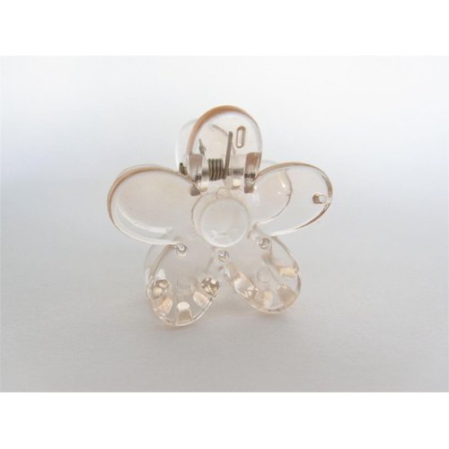 Generic Small clear transparent peachy pink flower hair claw clip for thin fine hair
