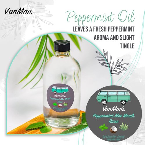 Vanman's Oral Mouth Care Kit (2 oz Tooth Powder + 8oz Mouth Rinse) – Aloe, Mint Mouthwash for Gum Health and Teeth Whitening Powder w/Coconut Charcoal, Egg Shell Powder for Healthier Teeth