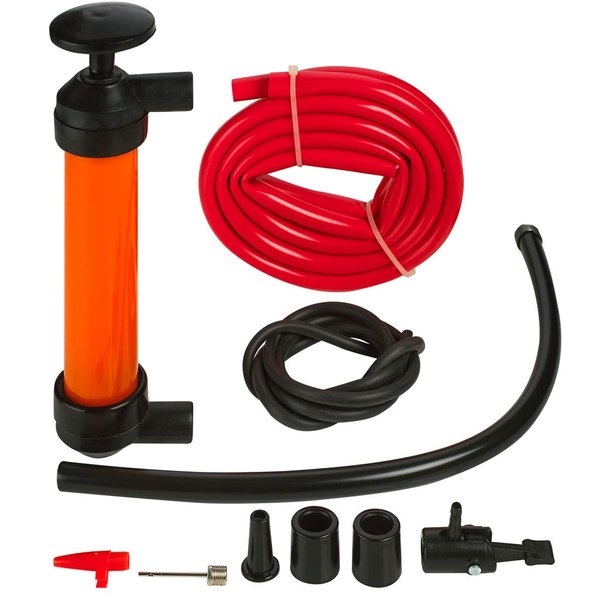 Katzco Liquid Transfer, Siphon Hand Pump - 2 Hoses, 50 x .5 Inches - for Gas, Oil, Air, Chemical Insecticides, and Other Fluids (Plastic, PVC)