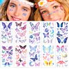 HOWAF 10 Sheets Glitter Butterfly Temporary Face Tattoos, Spring Fairy Flowers Tattoo Stickers for Face Eye Body, Glitter Butterflies Themed Tattoos Stickers for Birthday Party Favors Party Fillers