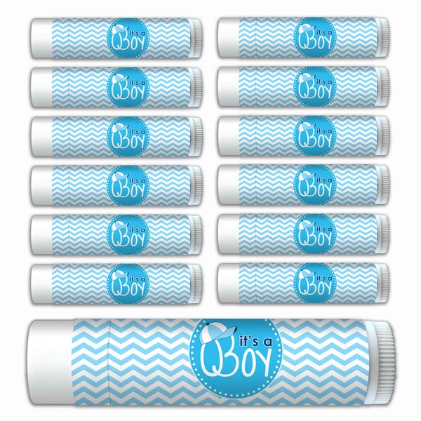 "It's a Boy" Premium Lip Balm—Bulk 12-Pack—Smooth Mint Flavored, Made with Beeswax, Aloe Vera, Coconut Oil, Avocado Oil, Vitamin E. Gender Reveal, Baby Shower Party Supplies and Party Favors.