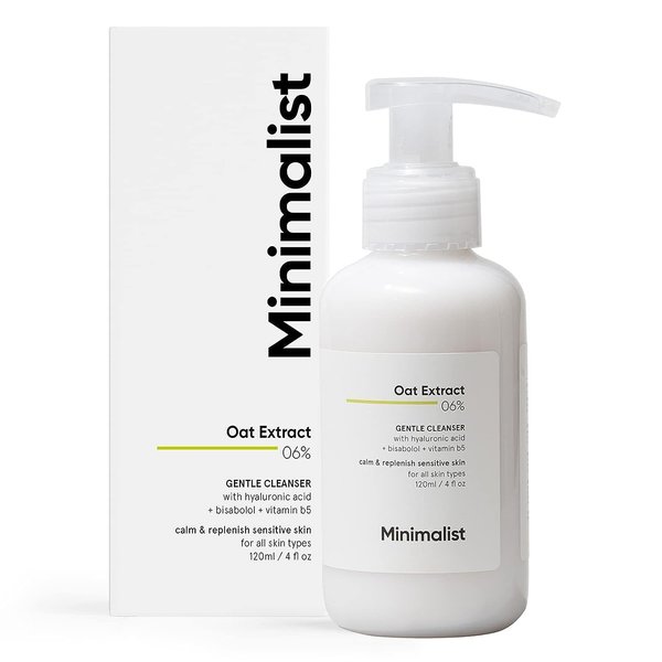 CAIRA Minimalist Gentle Cleanser 6% Oat Extract For Sensitive Skin | Hydrating | Sulphate Free | Non-Drying | Non-Irritant | Gentle Face Wash With Hyaluronic Acid (120 ml)