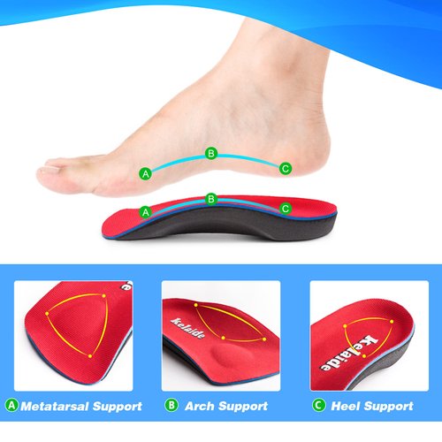 Kelaide 3/4 Orthotic Inserts Plantar Fasciitis Insoles – Neutral Arch Support Insoles for Flat Feet, Metatarsalgia, Morton's Neuroma, Heel Pain Relief Orthotics for Heel Spurs