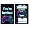 Soiceu Video Game Birthday Invitations Neon Glow Boy Gamer Game On Party Invites with Envelopes Set of 20