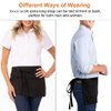 LRUUIDDE Server Aprons with 3 Pockets, Black Server Waist Aprons, Waitress Half Apron,Waterdrop Resistant Waitress Apron (Black-2 Pack)