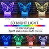 Butterfly Night Light, Birthday Gift for Girls 3D Illusion Lamp Kids Bedside Lamp with 16 Colors Changing Remote Control Butterfly Toys Girls Gifts (Butterfly)
