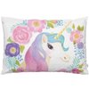 EKOBLA Throw Pillow Cover Animal Cute Unicorn Pink Purple Blue Wavy Hair in Garland Spring Flowers Leaf Decor Lumbar Pillow Case Cushion for Sofa Couch Bed Standard Queen Size 20x30 Inch