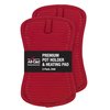 All-Clad Premium Pot Holder & Heating Pad, (2-Pack) Heat Resistant to 500 Degrees, 100% Cotton 10"x6.25" for Kitchen and Barbeque, Chili Red