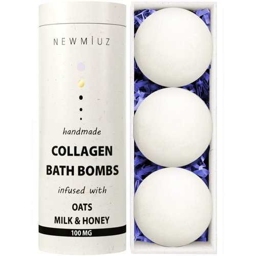 Creamy Collagen Bubble Bath Bombs Infused with Oatmeal Milk & Honey Essential Luxurious Bath Additives for Dry Skin Nourishment Indulge In A Blissful Bathing Spa Experience With Your Relaxing Gift Set