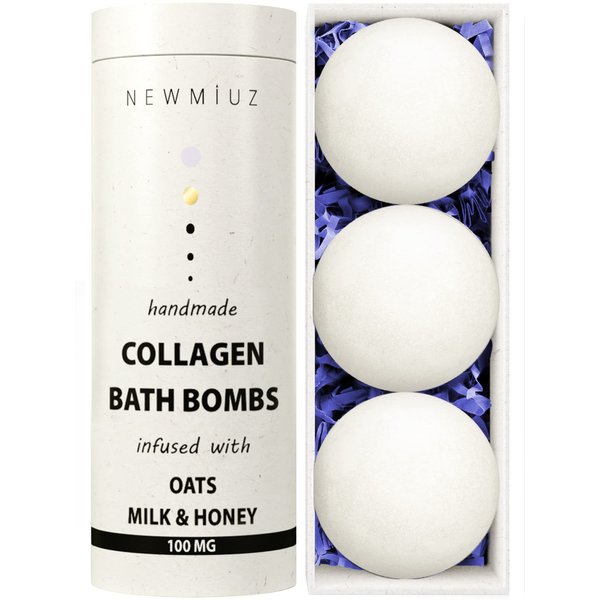 Creamy Collagen Bubble Bath Bombs Infused with Oatmeal Milk & Honey Essential Luxurious Bath Additives for Dry Skin Nourishment Indulge In A Blissful Bathing Spa Experience With Your Relaxing Gift Set